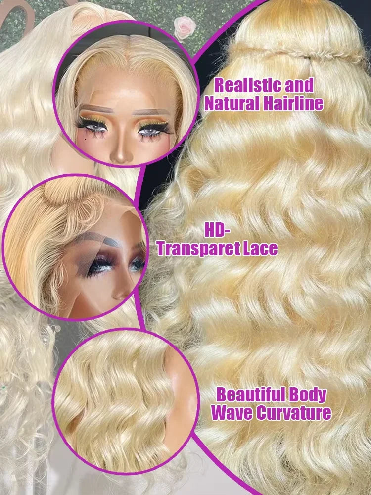 30 Inch Blonde 13X6 HD Lace frontal Wig Human Hair 613 Human Hair Wigs 100% Real Human Hair Body Wave Wigs Human Hair For Women