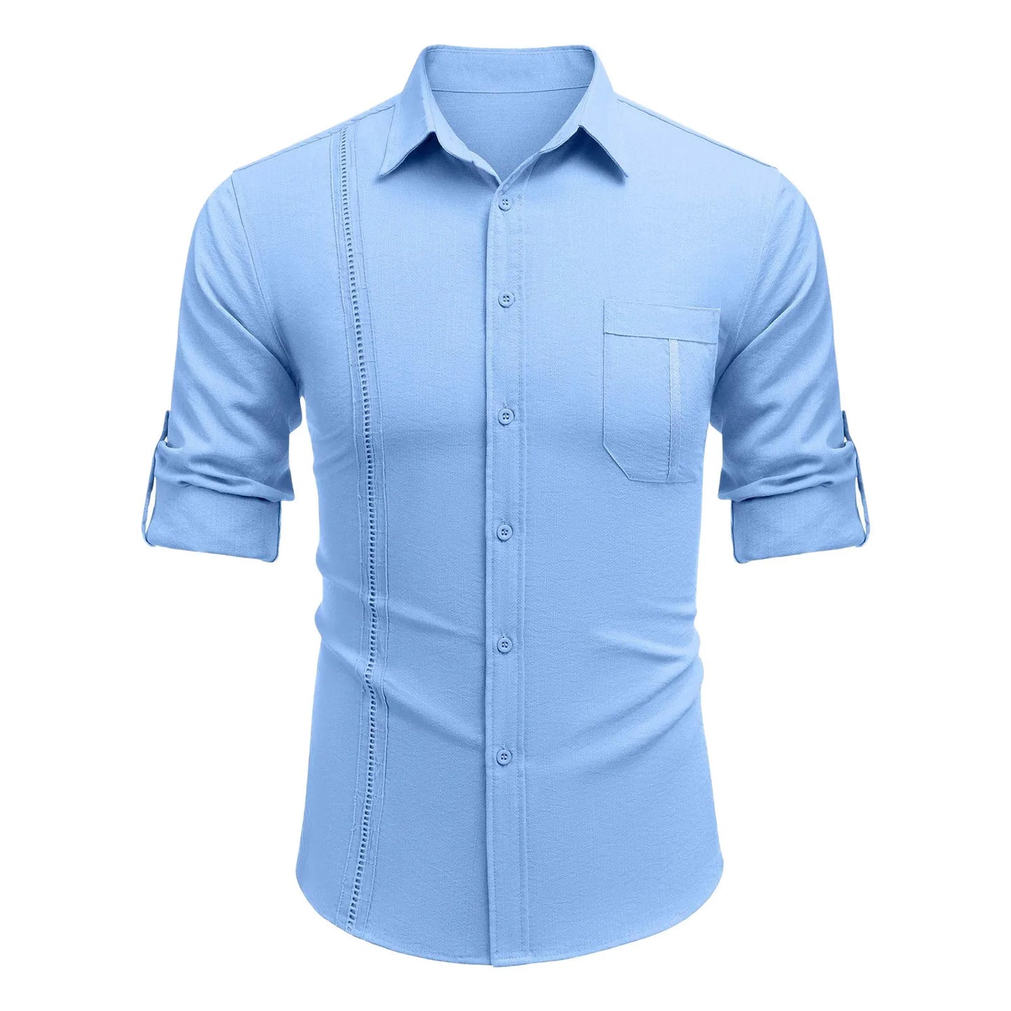 2024 new Men's Shirts British style business casual tops Spring Summer handsome Cotton Linen Solid Slim shirt camisas de hombre