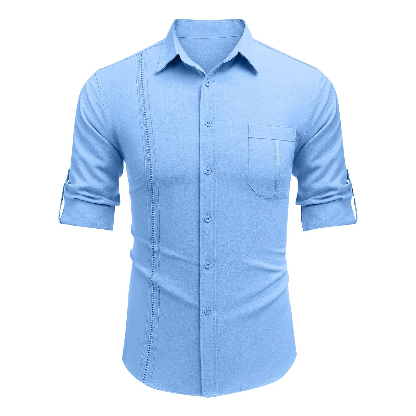 2024 new Men's Shirts British style business casual tops Spring Summer handsome Cotton Linen Solid Slim shirt camisas de hombre