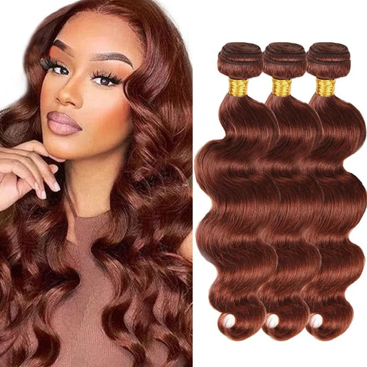Arietis Color #33 Bundles Human Hair Reddish Brown Human Hair Bundles Red Brown Body Wave Human Hair Bundles Weave Extension