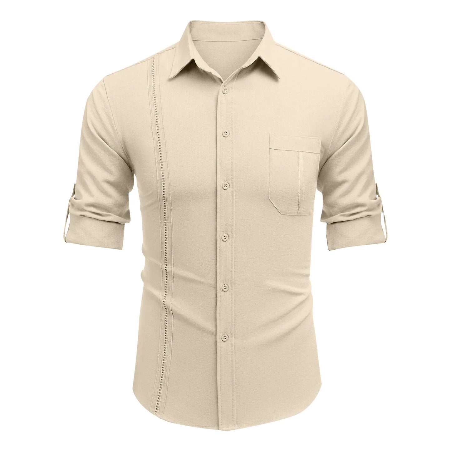 2024 new Men's Shirts British style business casual tops Spring Summer handsome Cotton Linen Solid Slim shirt camisas de hombre