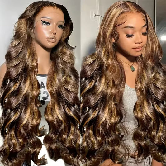 40Inch  Highlight Wig Human Hair Body Wave 13x6 lace Frontal Wig Human Hair 13X4 Highlight human Hair Wigs 100% Real Human Hair